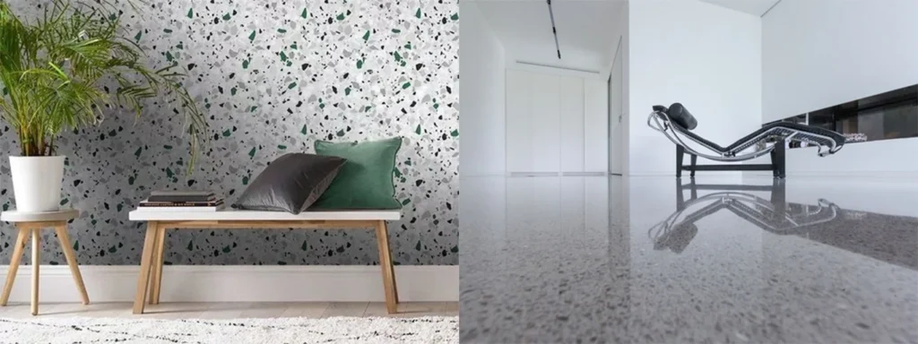 Terrazzo per rivestimento pareti e pavimento lucido, finitura interna moderna