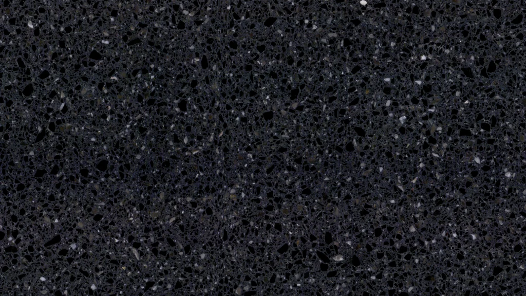Piastrelle terrazzo inorganico nero con aggregati misti di pietra, superficie decorativa per pavimenti e piani di lavoro